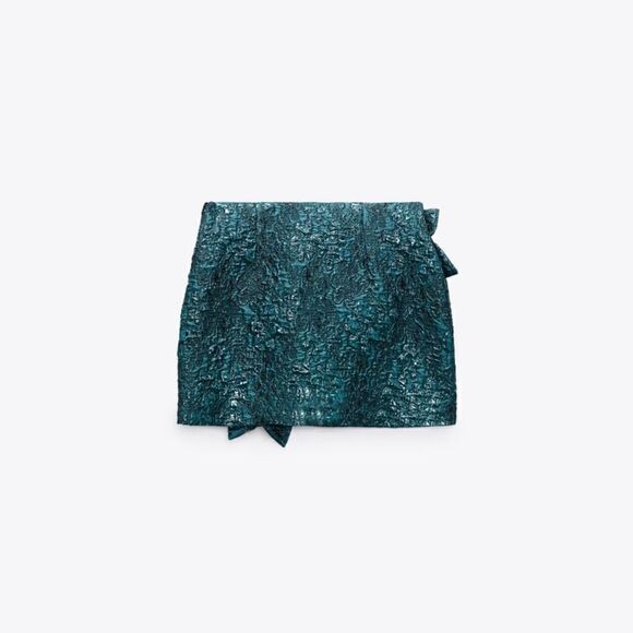 NWT Zara nwt green jacquard skirt - Picture 4 of 10